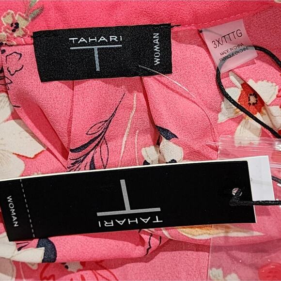 Tahari Tonal Pink Cherry Blossom V-Neck Blouse Plus Size 3X New! - Picture 5 of 8